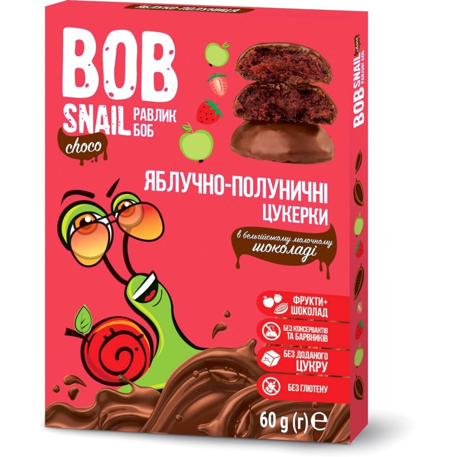 Конфеты натуральные Bob Snail Улитка Боб яблоко-клубника в бельгийском молочном шоколаде, 60 г: цены и характеристики