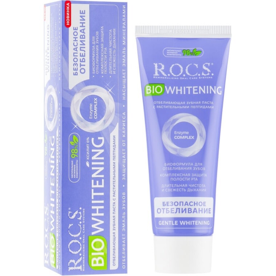 Зубна паста R.O.C.S. Bio Whitening Безпечне відбілювання, 94 г: ціни та характеристики