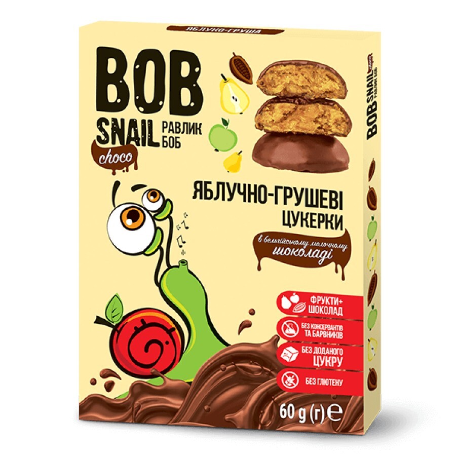 Конфеты натуральные Bob Snail Улитка Боб яблоко-груша в бельгийском молочном шоколаде, 60 г: цены и характеристики