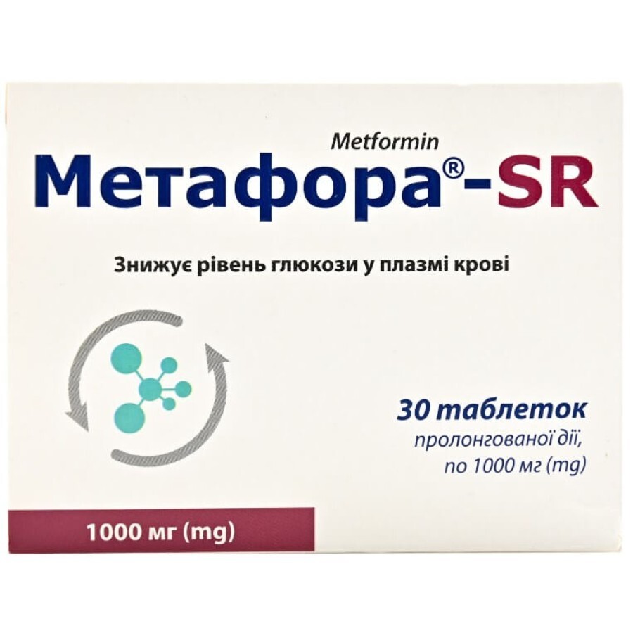 Метафора SR 1000 мг таблетки пролонгированного действия, №30: цены и характеристики