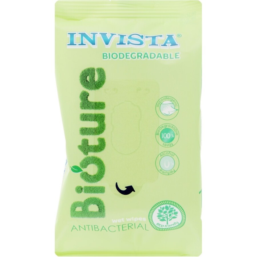 Вологі серветки Invista Biodegradable Antibacterial антибактеріальні, біорозкладні, №15: ціни та характеристики