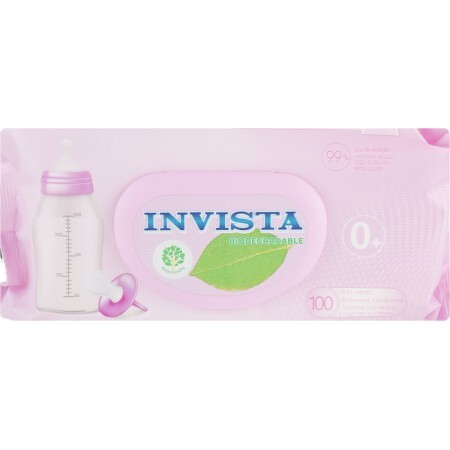 Влажные салфетки Invista Products For Baby Biodegradable для детей с рождения, биоразлагаемые, №100