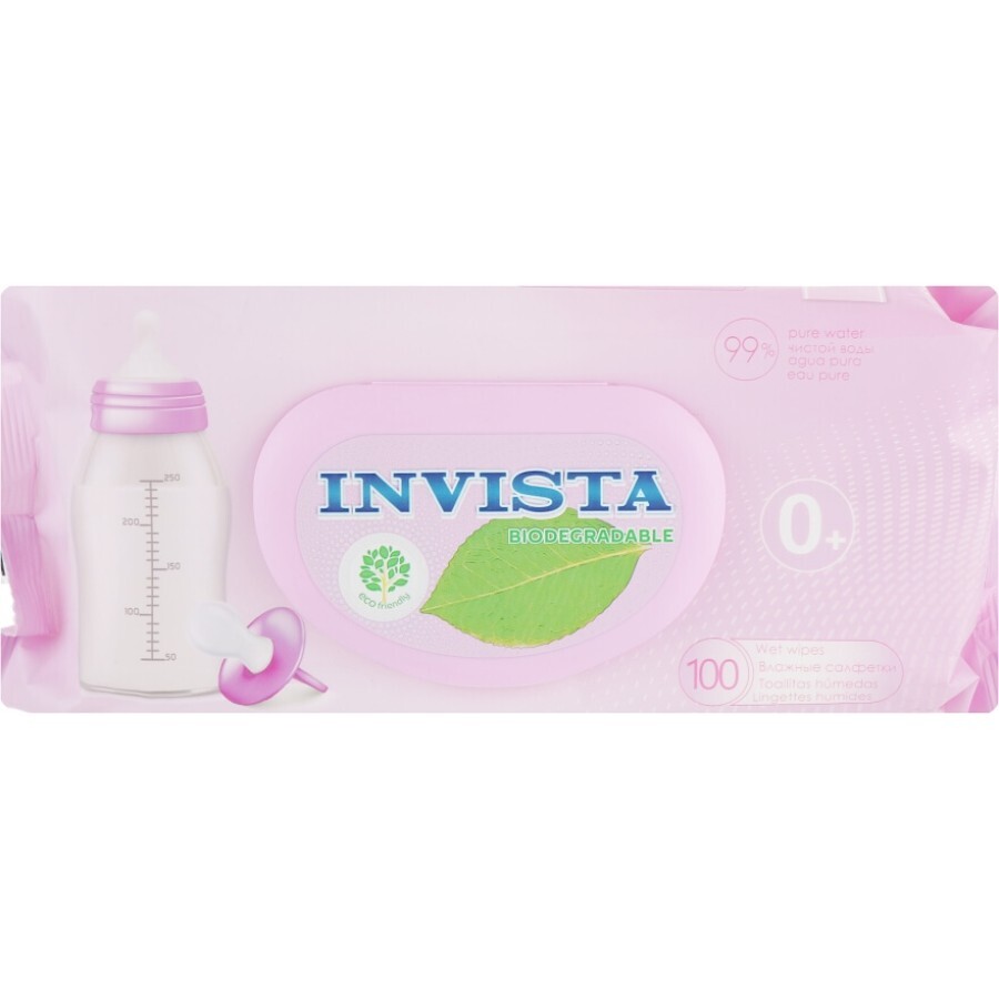 Влажные салфетки Invista Products For Baby Biodegradable для детей с рождения, биоразлагаемые, №100: цены и характеристики