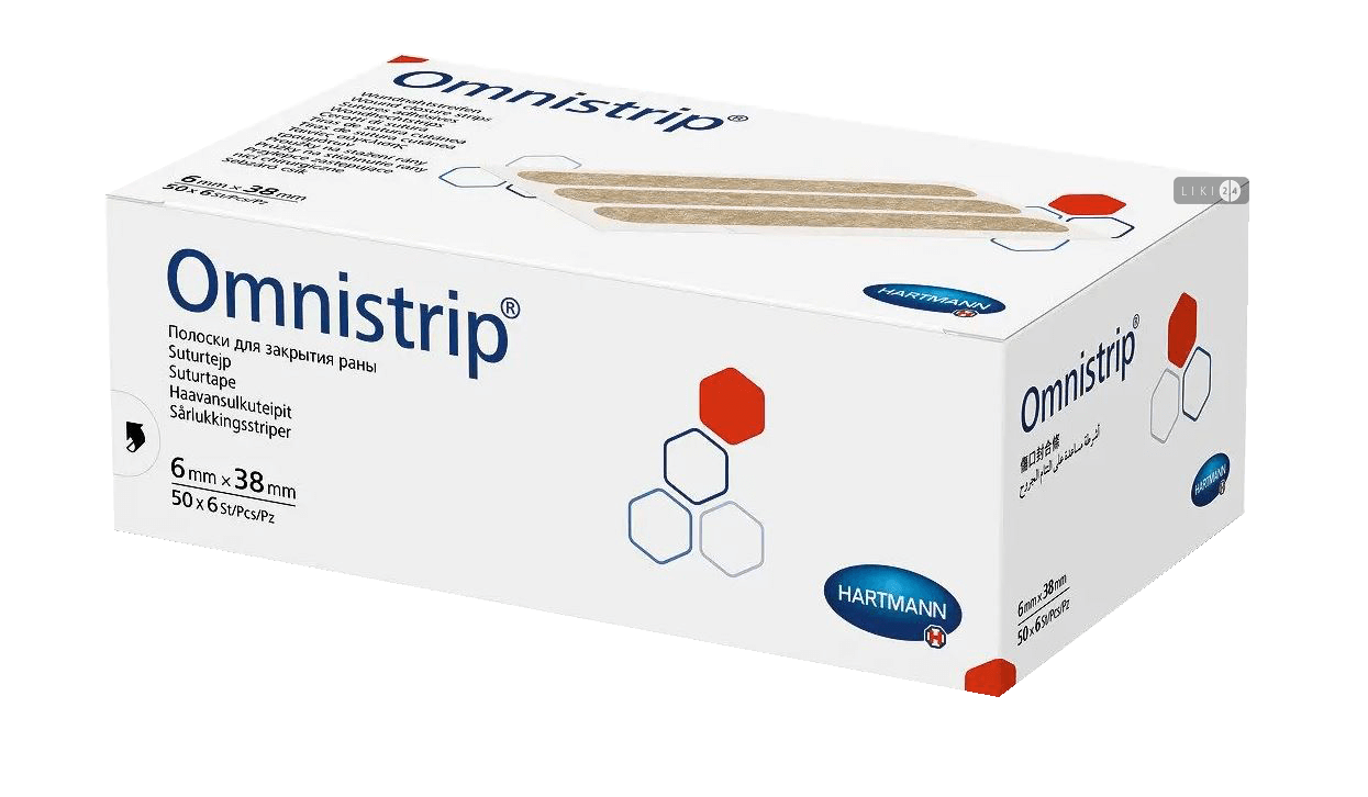 

Смужка для безшовного закриття ран omnistrip 6 мм х 38 мм, 6 мм х 38 мм