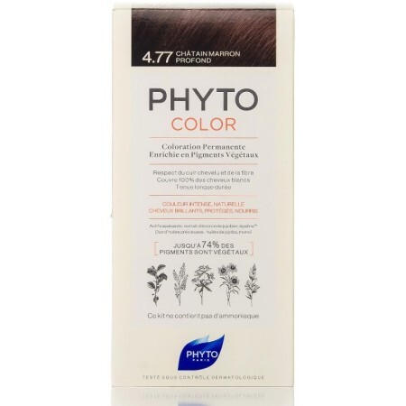 Крем-краска для волос PHYTO  Фитоколор тон 4.77, Шатен темный каштановый