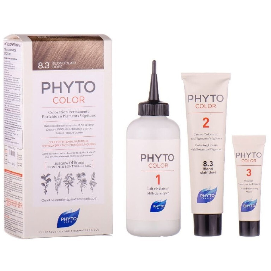 Крем-фарба для волосся PHYTO Фітоколор тон 8.3, світло-русявий золотистий: ціни та характеристики