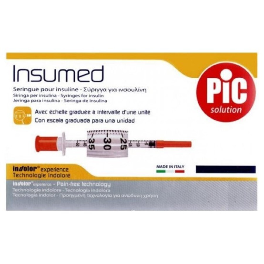 Шприц инсулиновый Pik Insumed U-100 игла 25G х 5/8 (0,5 х 16 мм), 1 мл: цены и характеристики