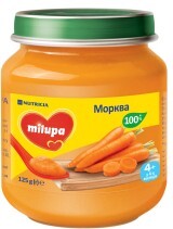 Овощное пюре Milupa Морковь для детей с 4 месяцев, 125 г