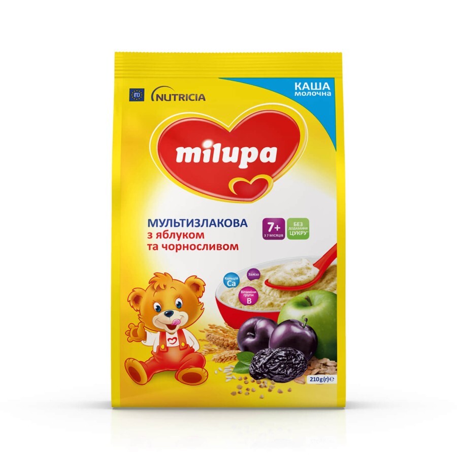 Сухая молочная каша Milupa Мультизлаковая с яблоком и черносливом для детей с 7 месяцев, 210 г: цены и характеристики
