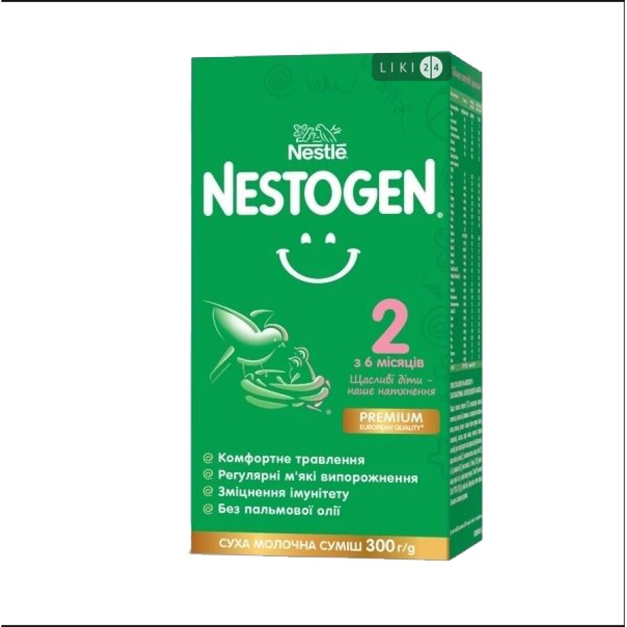 Суміш суха молочна Nestogen 2 з лактобактеріями L. Reuteri для дітей із 6 місяців 300 г: ціни та характеристики