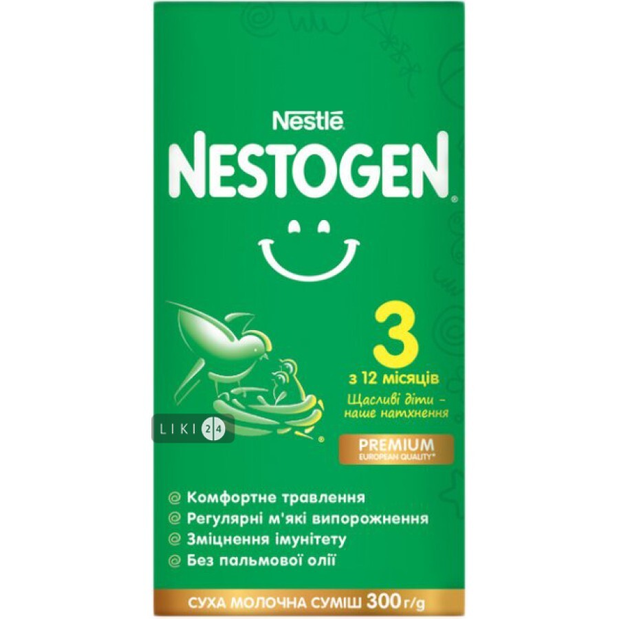 Смесь сухая молочная Nestogen 3 с лактобактериями L. Reuteri для детей с 12 месяцев 300 г: цены и характеристики