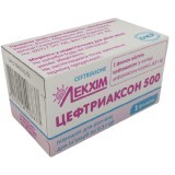 Цефтриаксон 500 порошок 0.5 мг для розчину для ін'єкцій, флакон