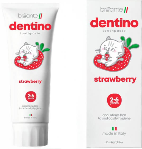 

Зубна паста-гель Brillante Dentino Strawberry Kids для дітей, 50 мл, 50 мл