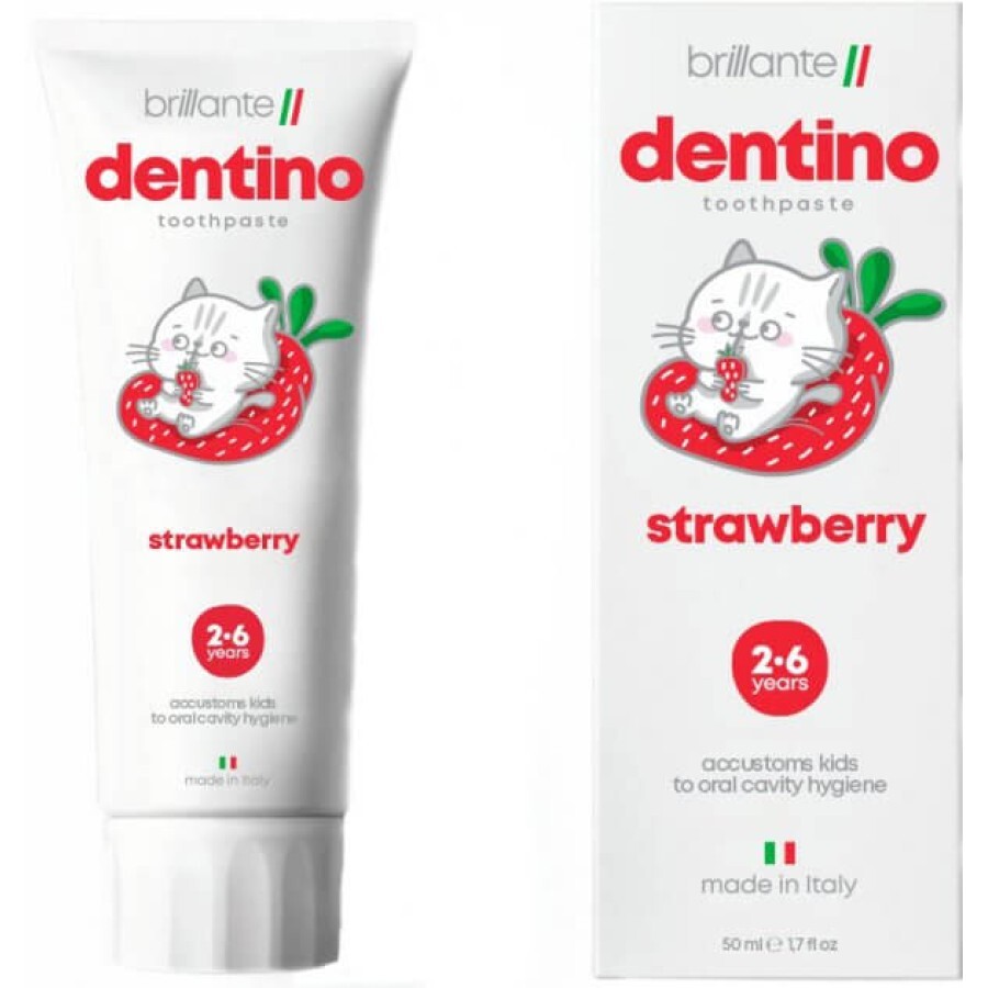 Зубна паста-гель Brillante Dentino Strawberry Kids для дітей, 50 мл: ціни та характеристики