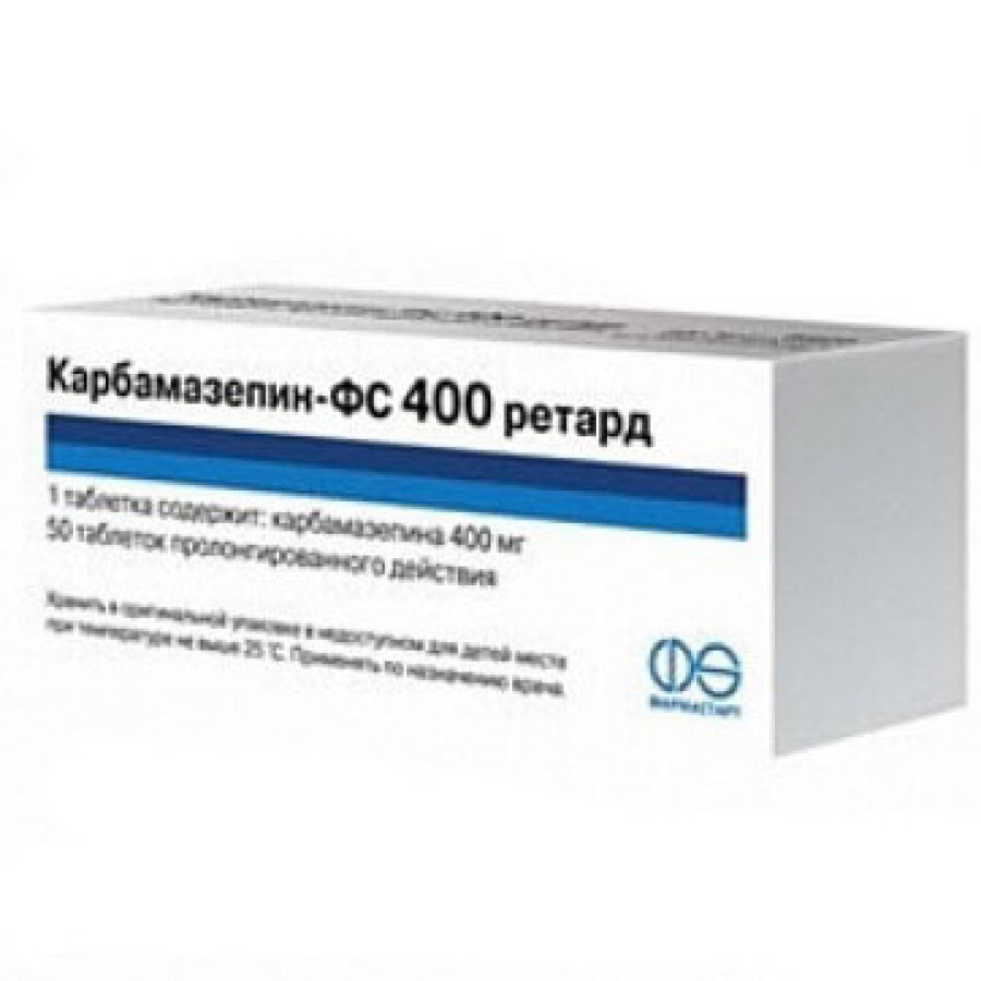 Карбамазепін-фс 400 ретард табл. пролонг. дії 400 мг №50: ціни та характеристики