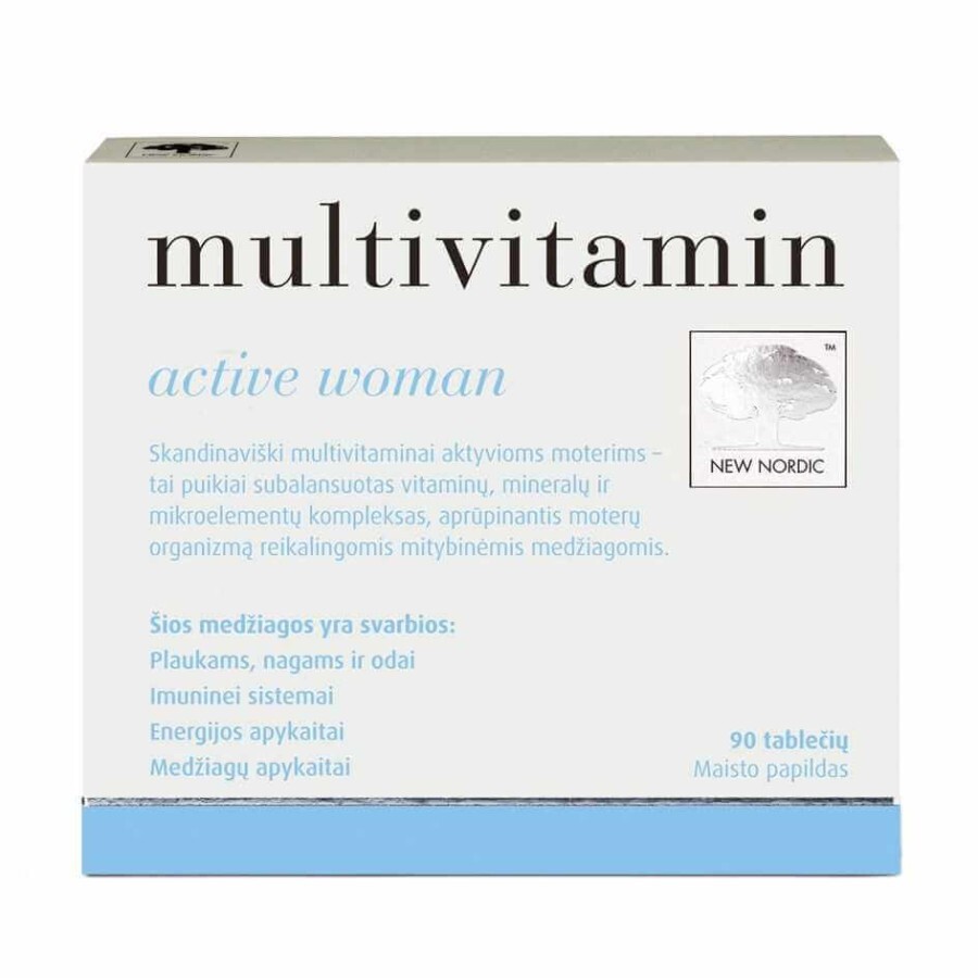Вітаміни і мінерали для жінок New Nordic Multivitamin active woman таблетки, №90 : ціни та характеристики