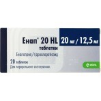 Енап 20 HL табл. 20 мг + 12,5 мг блістер №20: ціни та характеристики