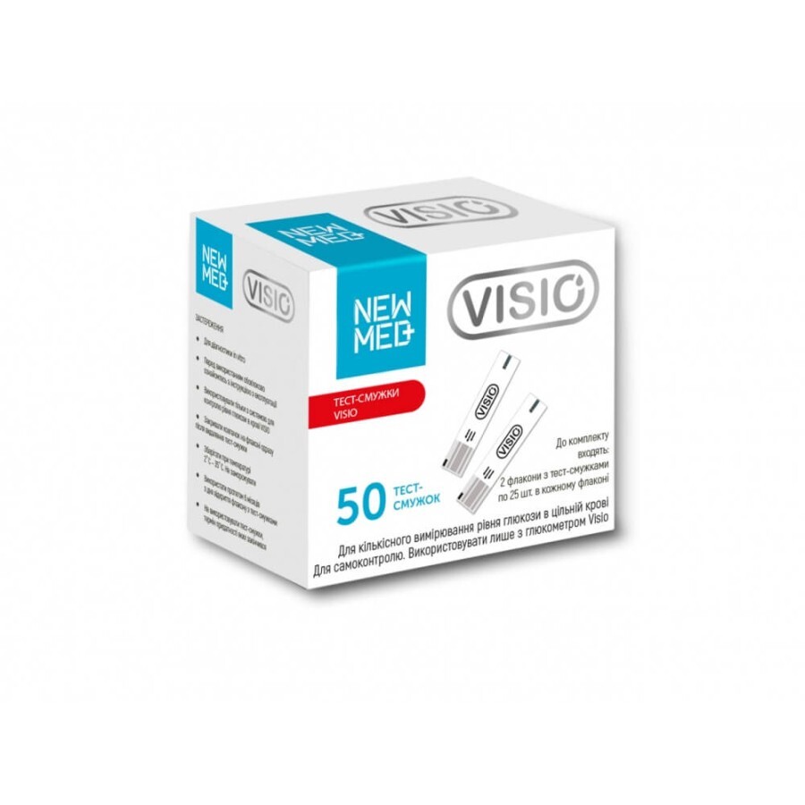 Тест-полоски к системе для контроля уровня глюкозы в крови VISIO №50: цены и характеристики