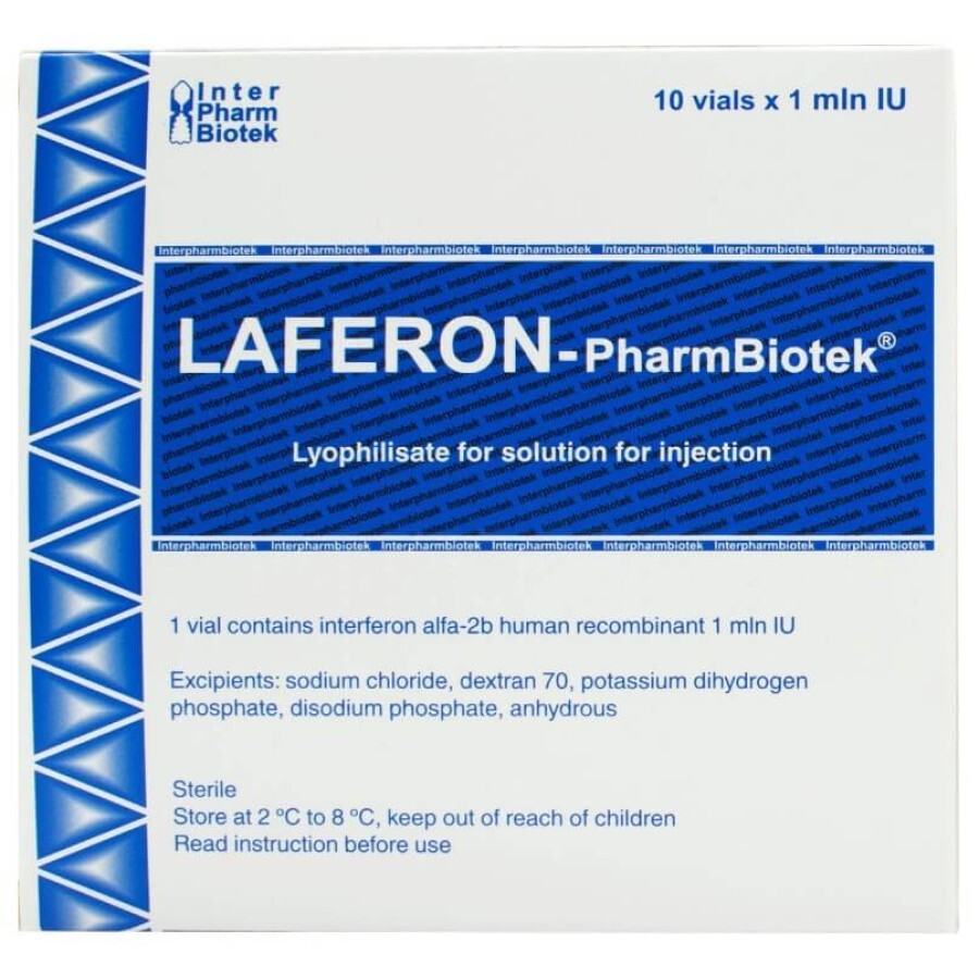Лаферон-фармбіотек ліофіл. д/р-ну д/ін. 1000000 МО фл.: ціни та характеристики