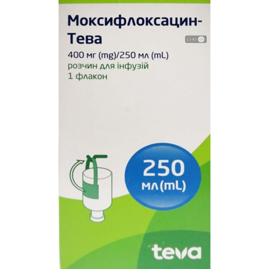 Моксифлоксацин-Тева  400 мг, 250 мл: ціни та характеристики