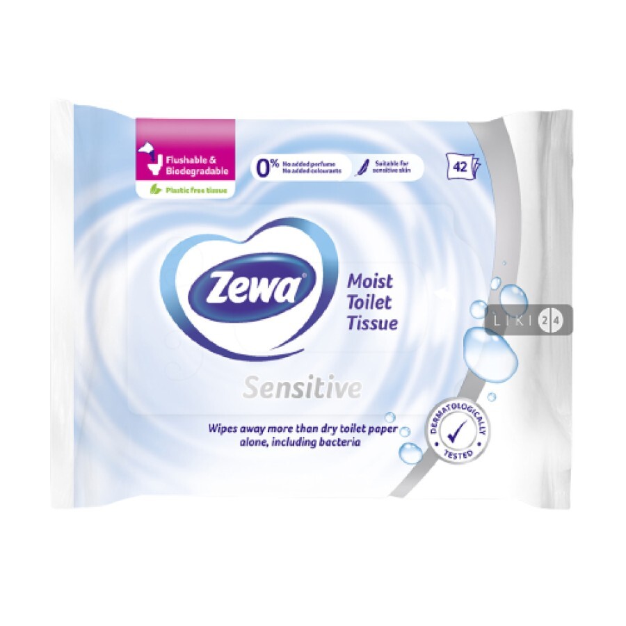 Туалетний папір вологий Zewa без аромату, 42 шт: ціни та характеристики