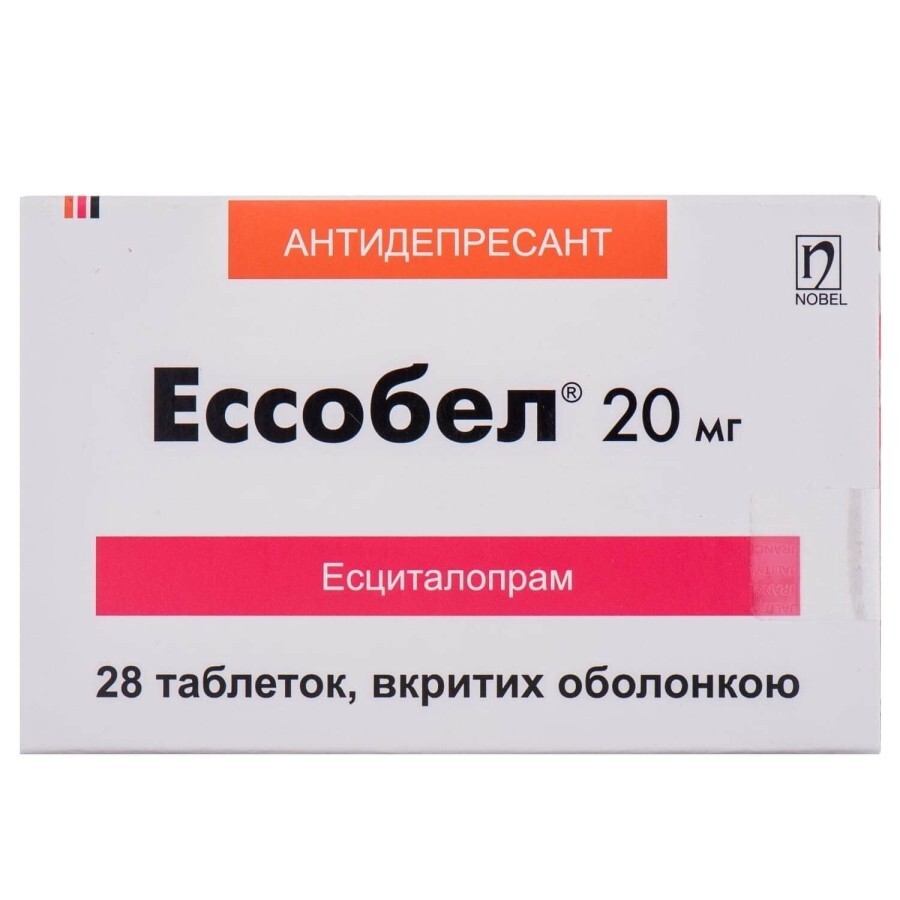 Эссобел табл. п/о 20 мг блистер №28: цены и характеристики