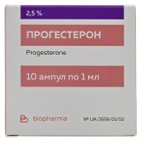 Прогестерон р-р масл. д/ин. 2,5 % амп. 1 мл, в пачке №10