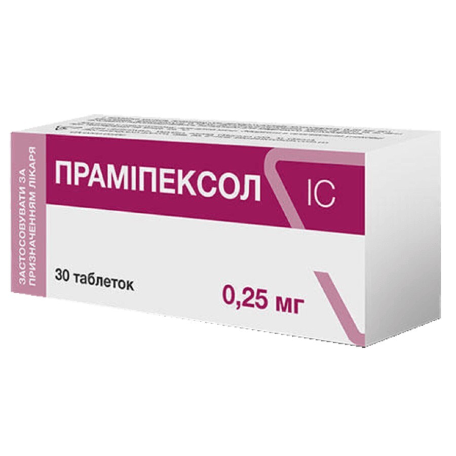 Праміпексол IC табл. 0,25 мг блістер №30: ціни та характеристики