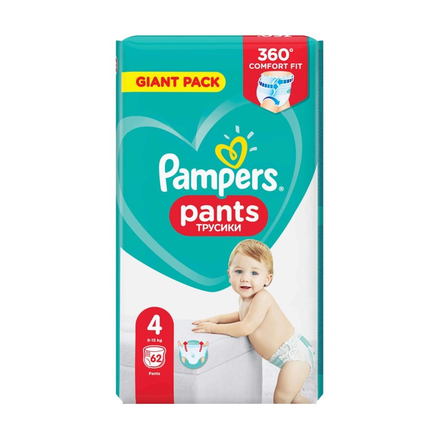 Підгузки-трусики Pampers Pants р4 9-15 кг 62шт Giant: ціни та характеристики