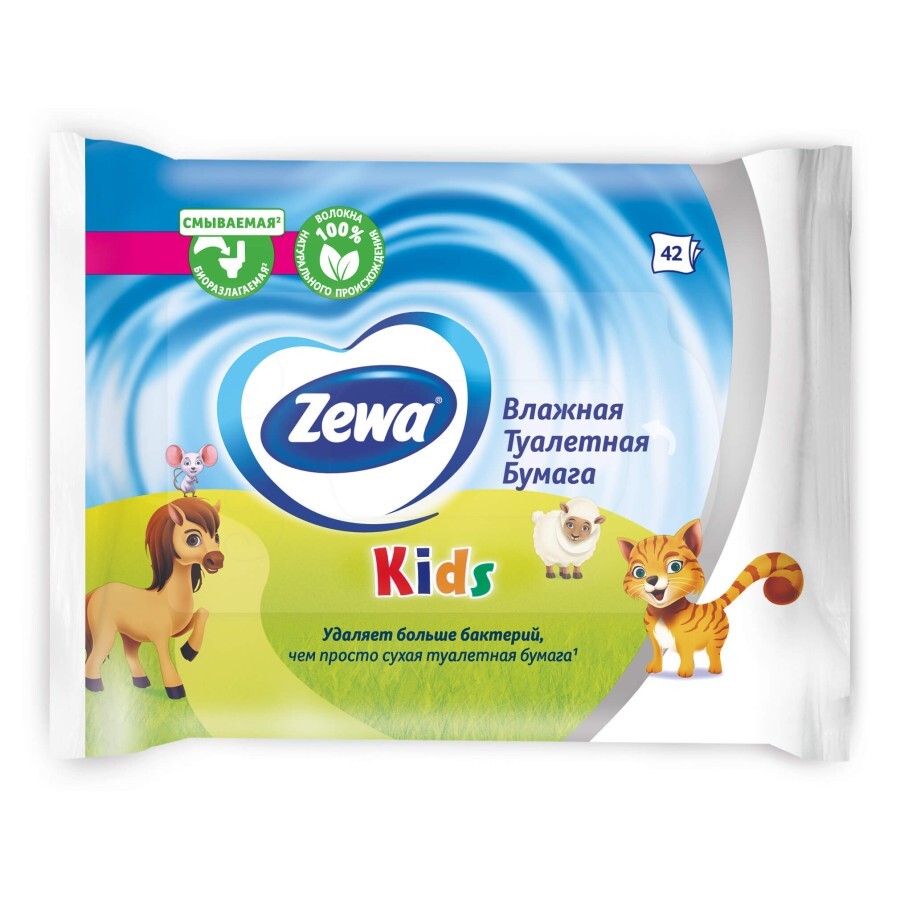 Вологий туалетний папір Zewa Moist Kids 42 шт: ціни та характеристики
