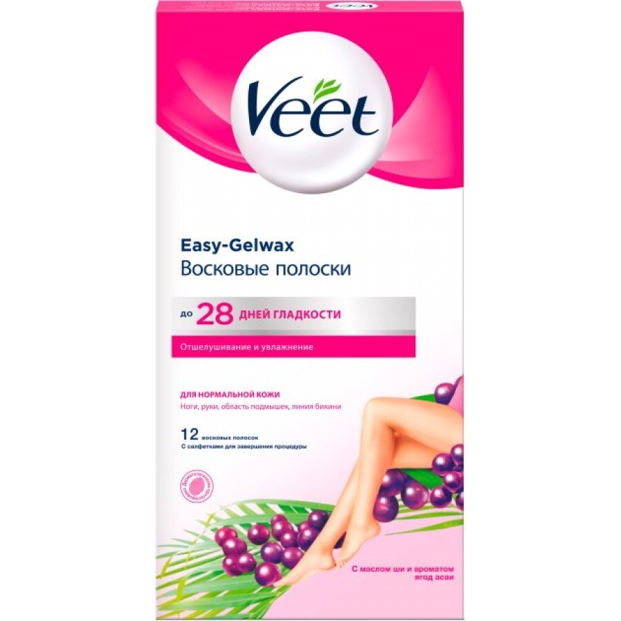 Воскові смужки Veet для депіляції нормальної шкіри 12 шт: ціни та характеристики
