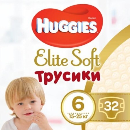 Трусики-подгузники Huggies Pants 6 Mega Elite Soft  15-25 кг, 32 шт