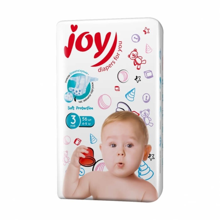 Підгузки Joy Soft Protection розм. 3 4-9 кг 56 шт: ціни та характеристики
