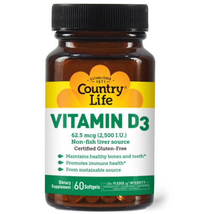 Витамин D3 2500 МЕ Country Life капс. мягкие №60: цены и характеристики