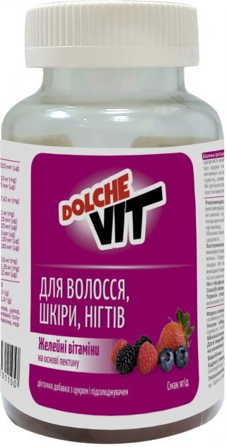 

Вітаміни Dolche Vit для волосся, шкіри, нігтів желейні пастилки, №60, пастилки желейні