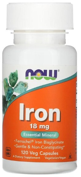 

Залізо Now Foods Iron 18 мг капсули, №120, капс. 18 мг