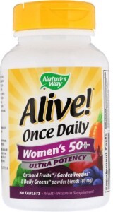 Мультивитамины для женщин Alive! Once Daily Women&#39;s 50+ Multi-Vitamin Nature&#39;s Way 60 таблеток