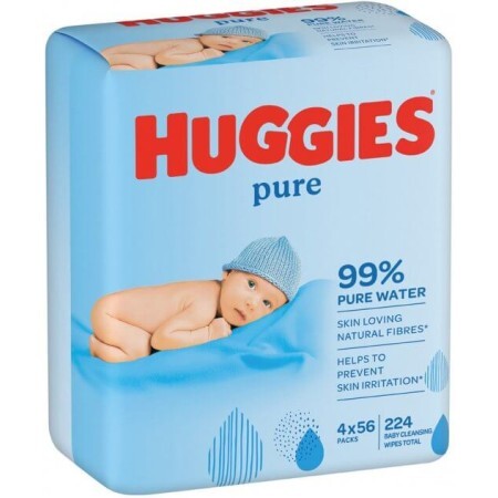 Дитячі вологі серветки Huggies Pure 56 х 4 шт