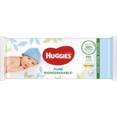 Детские влажные салфетки Huggies Pure Bio 56 шт
