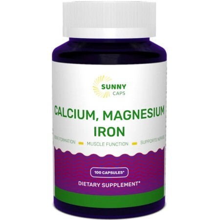 Кальций магний железо Calcium Magnesium and Iron Powerful Sunny Caps 100 капсул