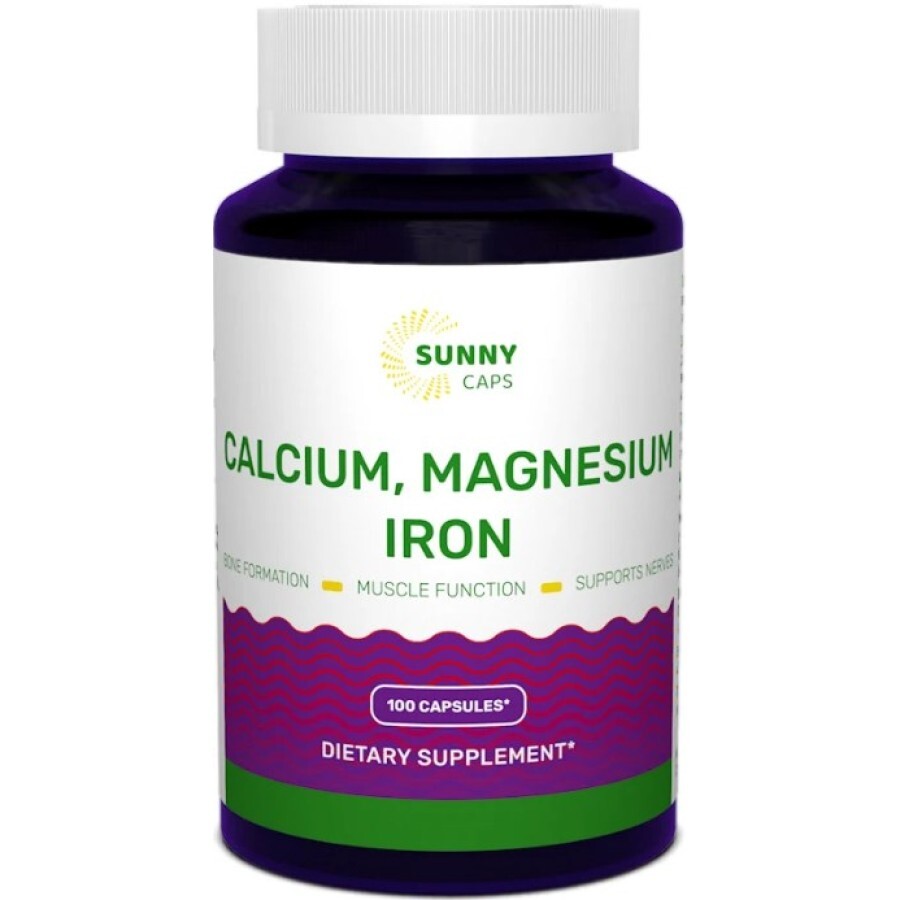 Кальцій магній залізо Calcium Magnesium and Iron Powerful Sunny Caps 100 капсул: ціни та характеристики