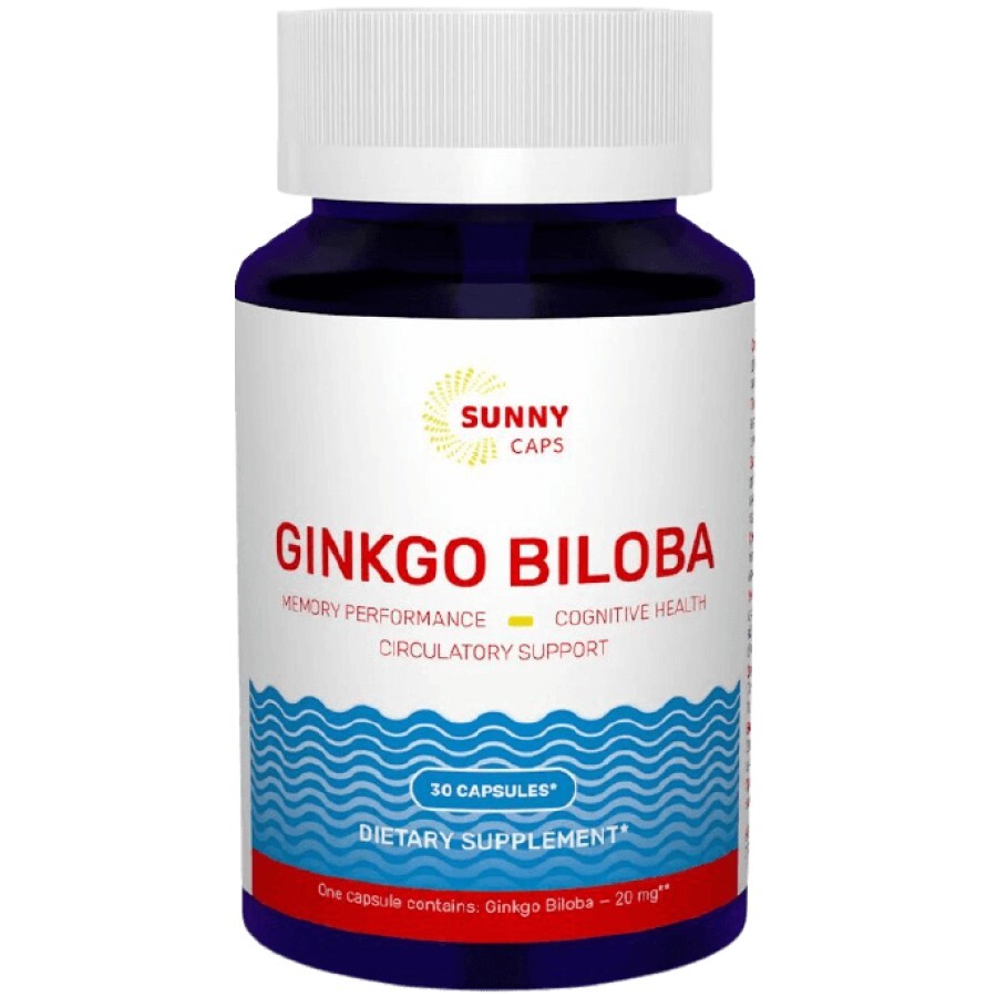 Гінкго Білоба Ginkgo Biloba Sunny Caps 20 мг 30 капсул: ціни та характеристики