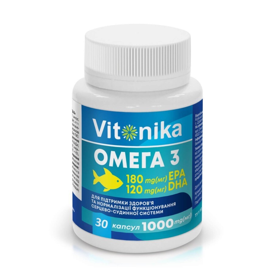 Vitonika Омега-3 180 EPA/120 DHA 1000 мг у м'яких капсулах №30: ціни та характеристики