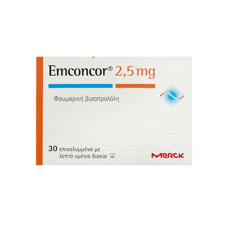 Emconcor 2.5 мг действ. вещество бисопролол табл. №30: цены и характеристики
