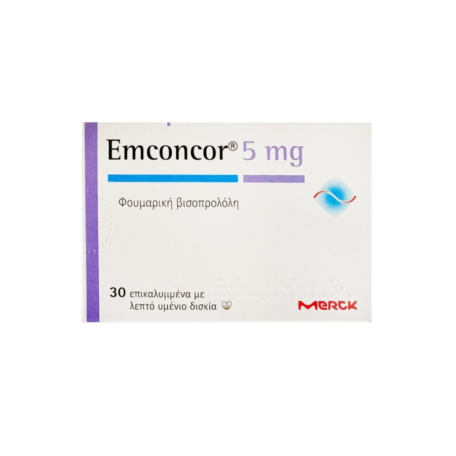 Emconcor 5 мг действ. вещество бисопролол табл. №30: цены и характеристики