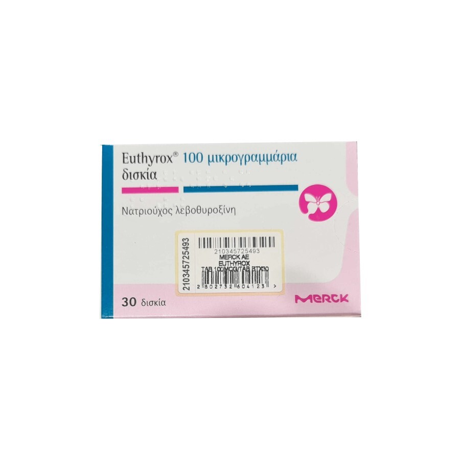 Euthyrox (Еутирокс) действ. вещество левотироксин 100 мг табл. №30: цены и характеристики