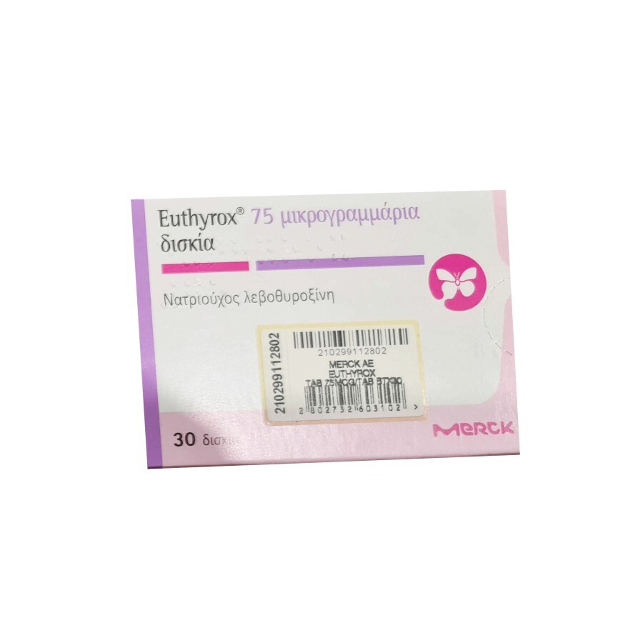 Euthyrox (Еутирокс) действ. вещество левотироксин 75 мг табл. №30: цены и характеристики