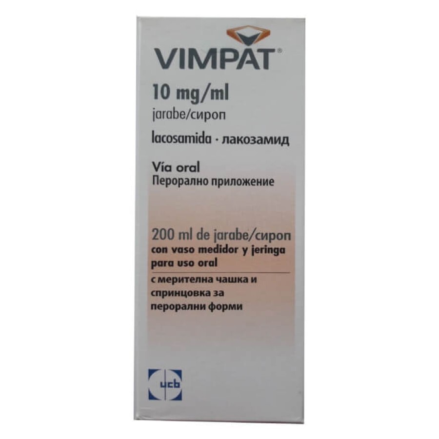 Vimpat Вімпат (лакосамід) пероральна суспензія 10 мг/мл, флакон 200 мл: ціни та характеристики