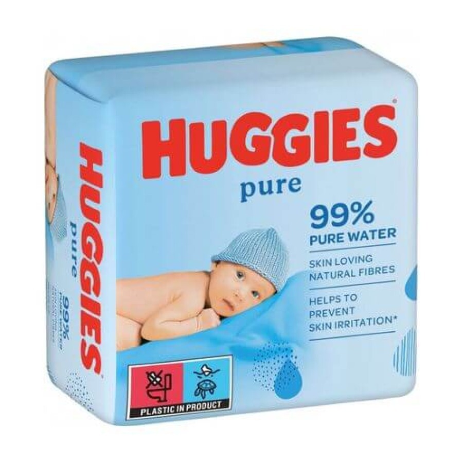  Вологі серветки Huggies Pure дитячі  3х56шт  : ціни та характеристики