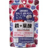 Вітаміни Orihiro Залізо та фолієва кислота 60 г 120 жувальних таблеток
